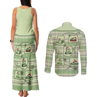 Western Yoke Couples Matching Tank Maxi Dress and Long Sleeve Button Shirt Frog Christmas Cute Style - Wonder Print Shop