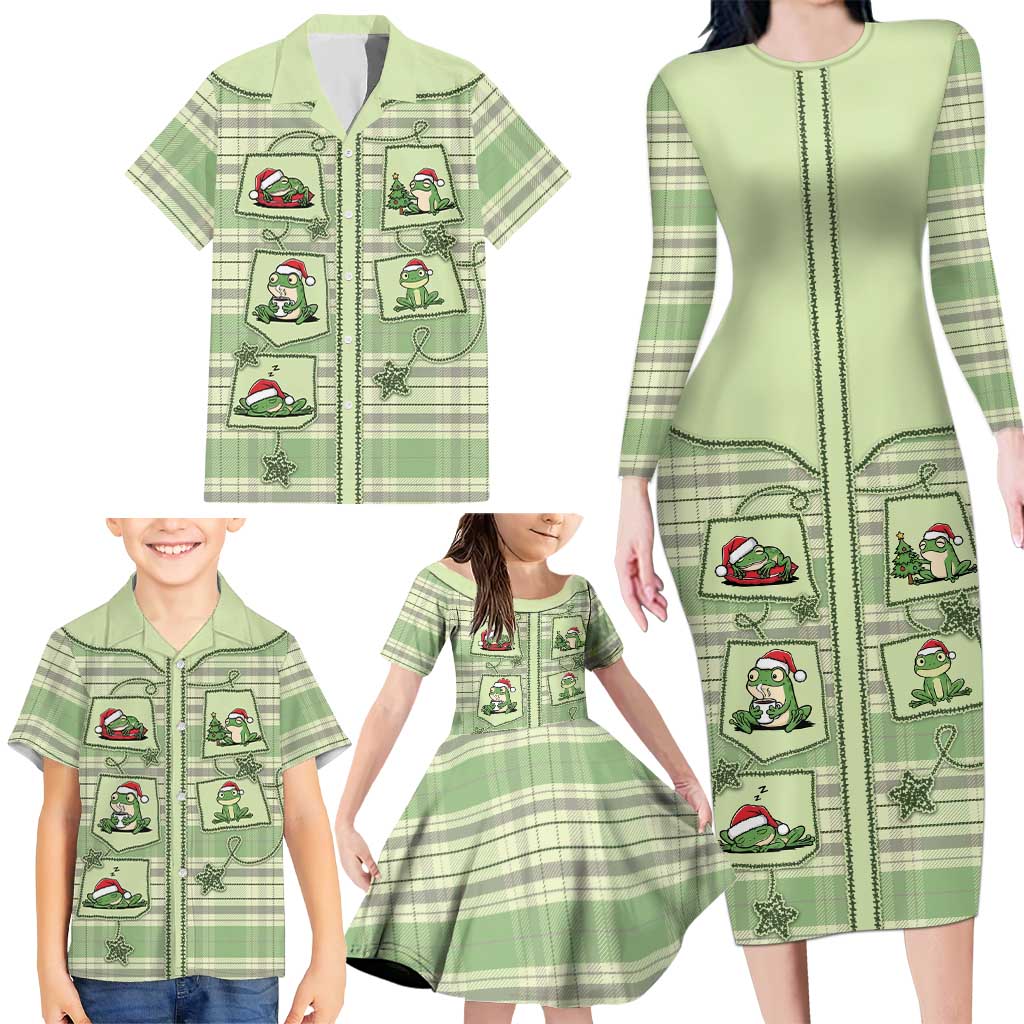 Western Yoke Family Matching Long Sleeve Bodycon Dress and Hawaiian Shirt Frog Christmas Cute Style - Wonder Print Shop