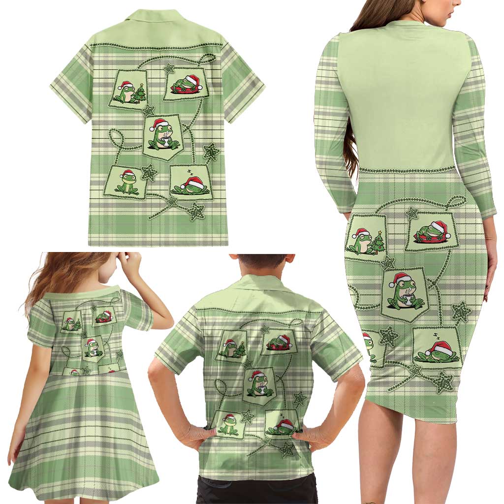 Western Yoke Family Matching Long Sleeve Bodycon Dress and Hawaiian Shirt Frog Christmas Cute Style - Wonder Print Shop