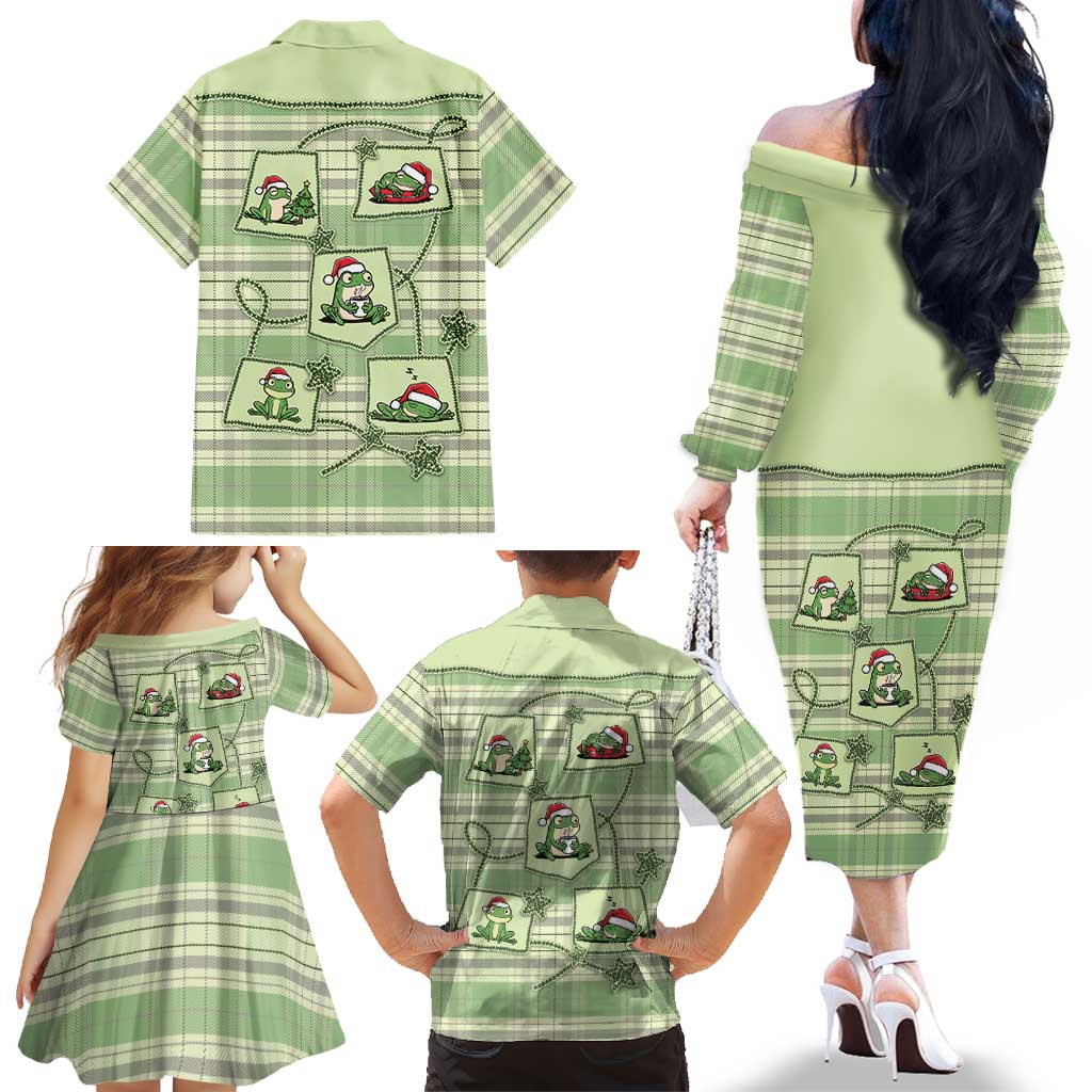 Western Yoke Family Matching Off The Shoulder Long Sleeve Dress and Hawaiian Shirt Frog Christmas Cute Style - Wonder Print Shop