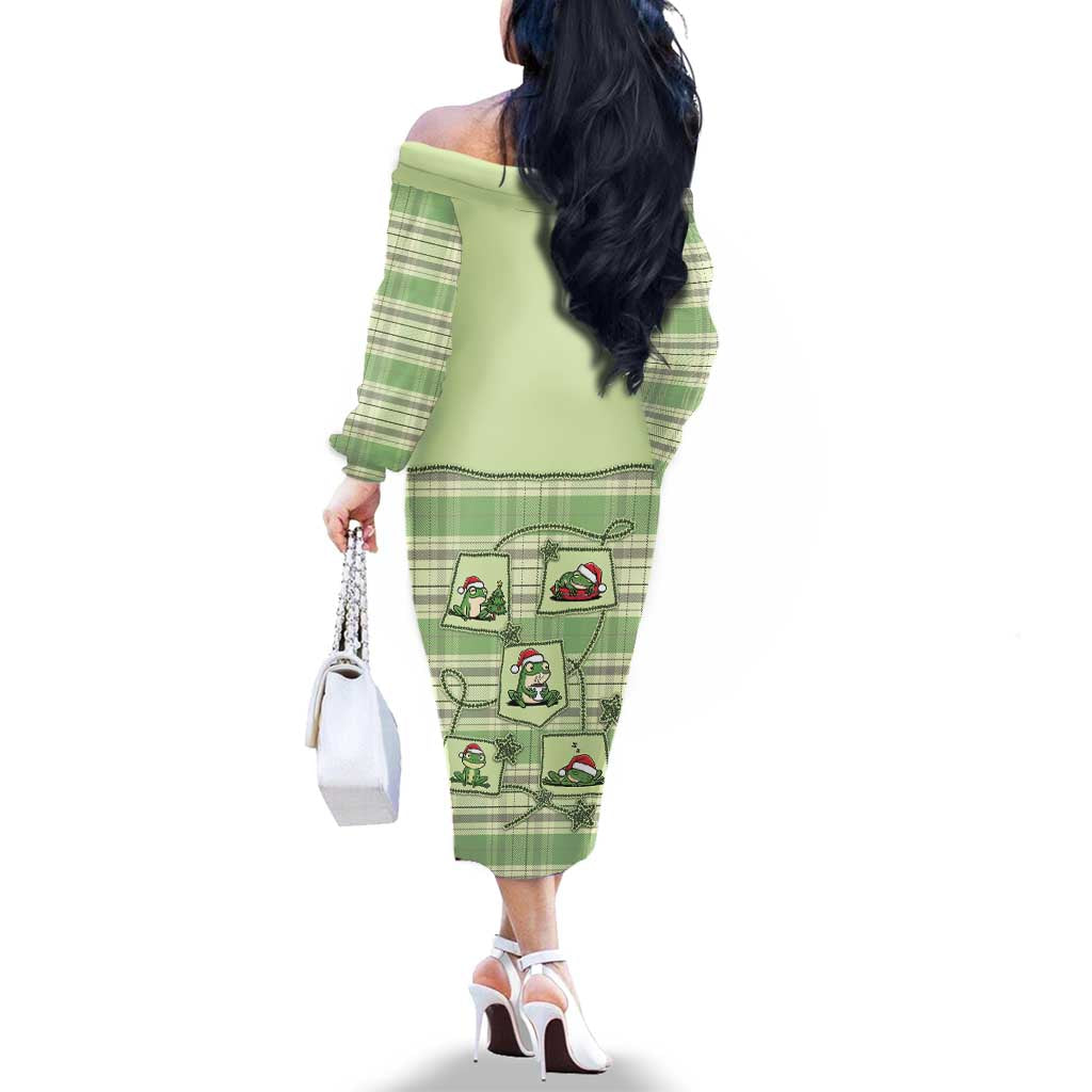 Western Yoke Family Matching Off The Shoulder Long Sleeve Dress and Hawaiian Shirt Frog Christmas Cute Style - Wonder Print Shop