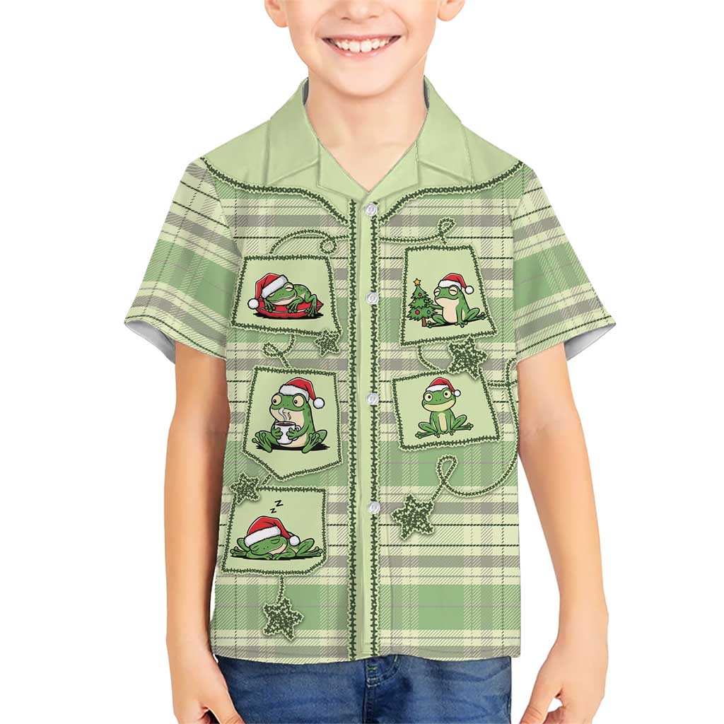 Western Yoke Family Matching Off The Shoulder Long Sleeve Dress and Hawaiian Shirt Frog Christmas Cute Style - Wonder Print Shop