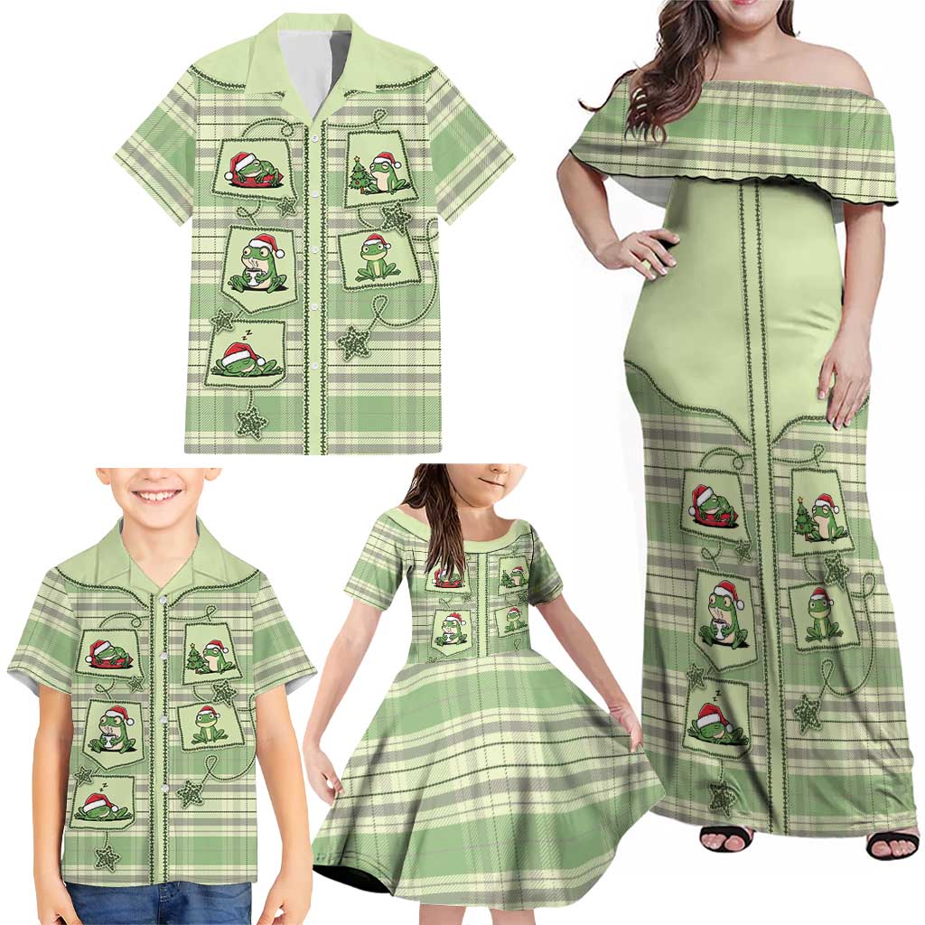 Western Yoke Family Matching Off Shoulder Maxi Dress and Hawaiian Shirt Frog Christmas Cute Style - Wonder Print Shop