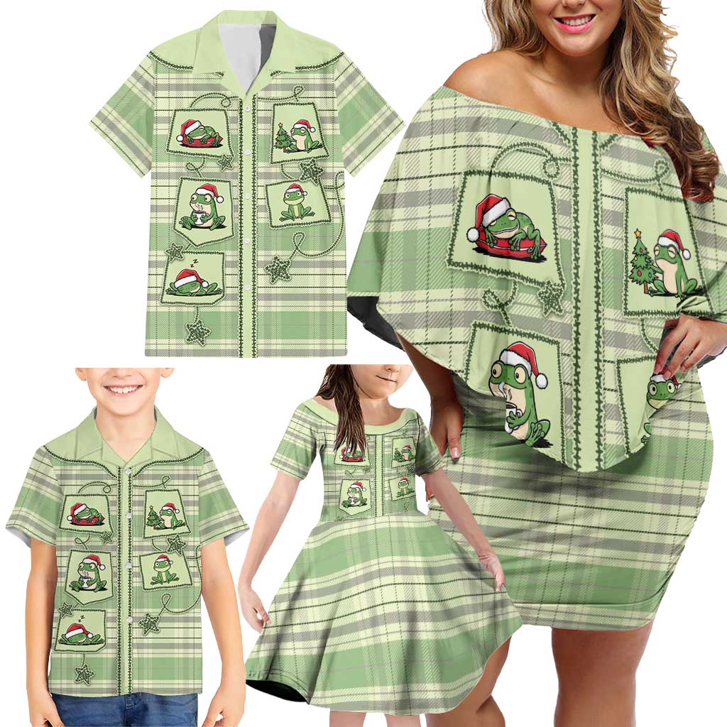 Western Yoke Family Matching Off Shoulder Short Dress and Hawaiian Shirt Frog Christmas Cute Style - Wonder Print Shop