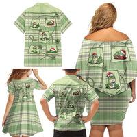 Western Yoke Family Matching Off Shoulder Short Dress and Hawaiian Shirt Frog Christmas Cute Style - Wonder Print Shop