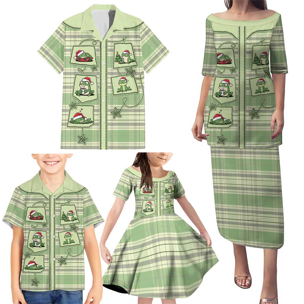 Western Yoke Family Matching Puletasi and Hawaiian Shirt Frog Christmas Cute Style - Wonder Print Shop