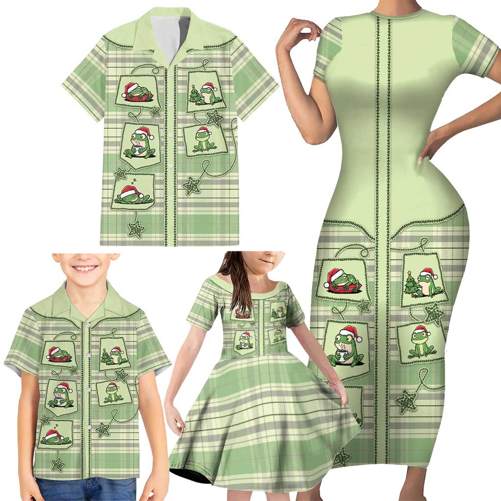 Western Yoke Family Matching Short Sleeve Bodycon Dress and Hawaiian Shirt Frog Christmas Cute Style - Wonder Print Shop