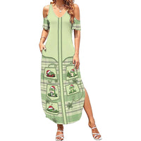 Western Yoke Family Matching Summer Maxi Dress and Hawaiian Shirt Frog Christmas Cute Style - Wonder Print Shop