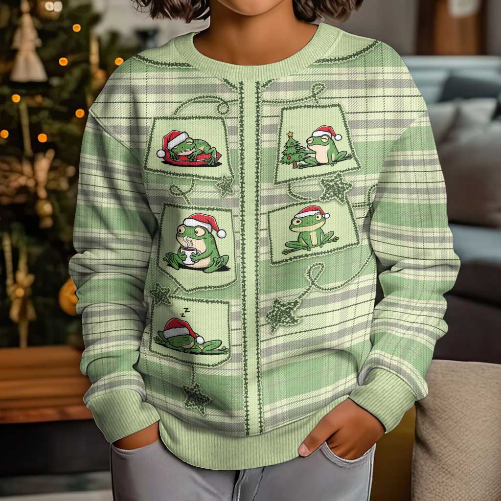 Western Yoke Kid Ugly Christmas Sweater Frog Christmas Cute Style - Wonder Print Shop