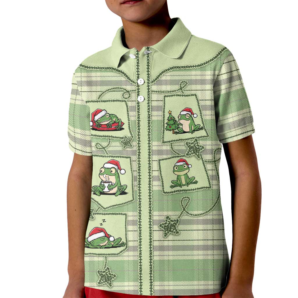 Western Yoke Kid Polo Shirt Frog Christmas Cute Style - Wonder Print Shop