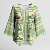 Western Yoke Kimono Sleeve Blouse Frog Christmas Cute Style - Wonder Print Shop