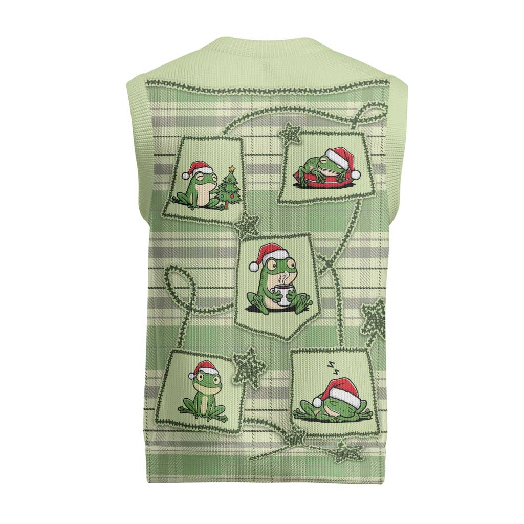 Western Yoke Christmas Knitted V-Neck Vest Frog Christmas Cute Style - Wonder Print Shop