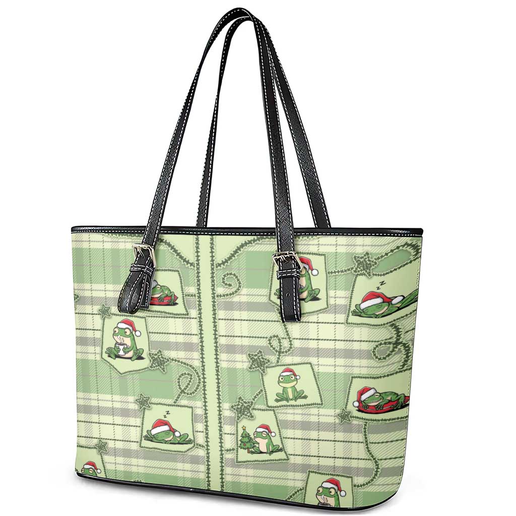 Western Yoke Leather Tote Bag Frog Christmas Cute Style - Wonder Print Shop