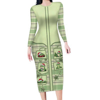 Western Yoke Long Sleeve Bodycon Dress Frog Christmas Cute Style - Wonder Print Shop