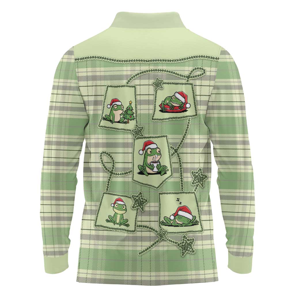 Western Yoke Long Sleeve Polo Shirt Frog Christmas Cute Style - Wonder Print Shop
