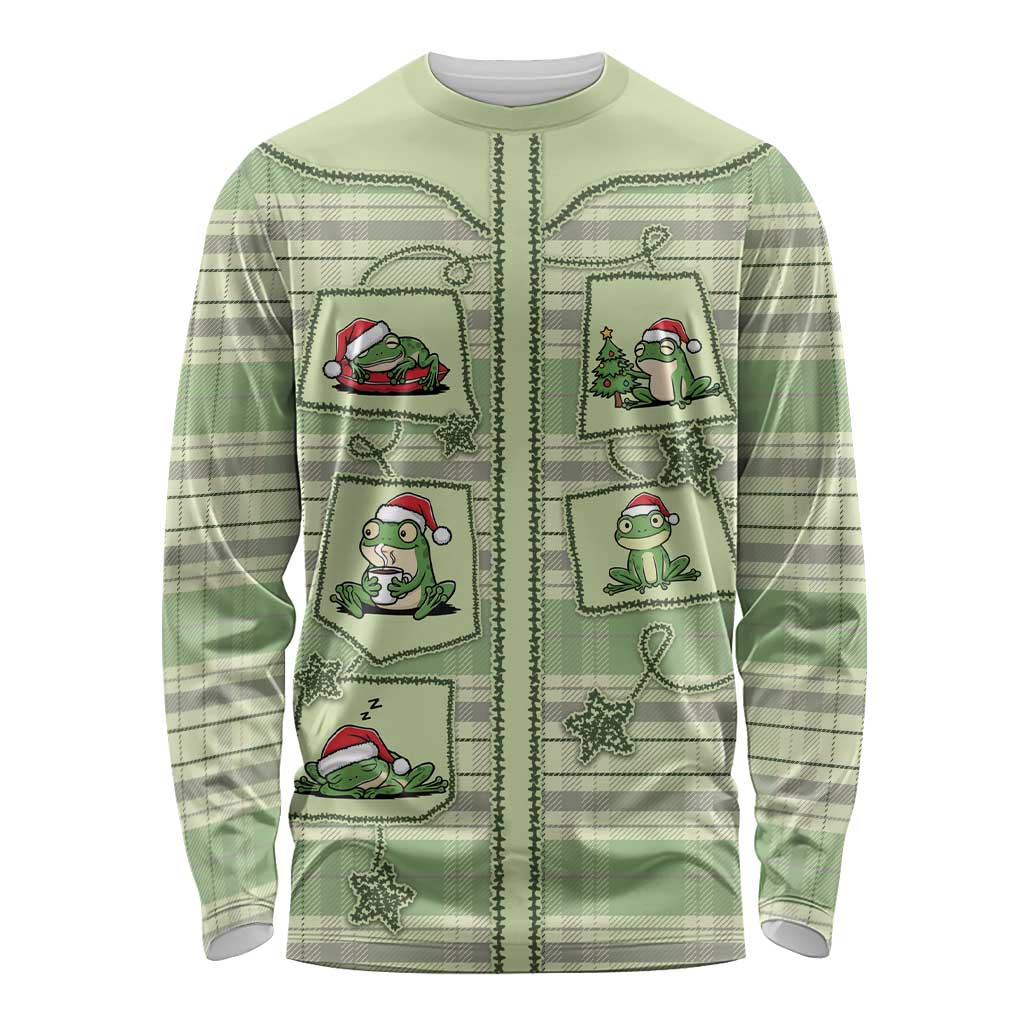 Western Yoke Long Sleeve Shirt Frog Christmas Cute Style - Wonder Print Shop