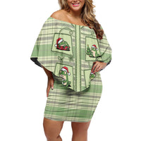 Western Yoke Off Shoulder Short Dress Frog Christmas Cute Style - Wonder Print Shop