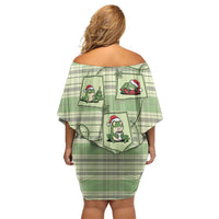 Western Yoke Off Shoulder Short Dress Frog Christmas Cute Style - Wonder Print Shop
