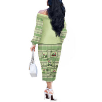 Western Yoke Off The Shoulder Long Sleeve Dress Frog Christmas Cute Style - Wonder Print Shop
