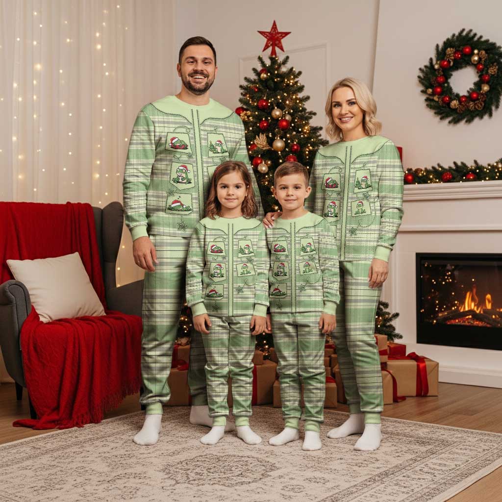 Western Yoke Christmas Pajama Set Frog Christmas Cute Style - Wonder Print Shop