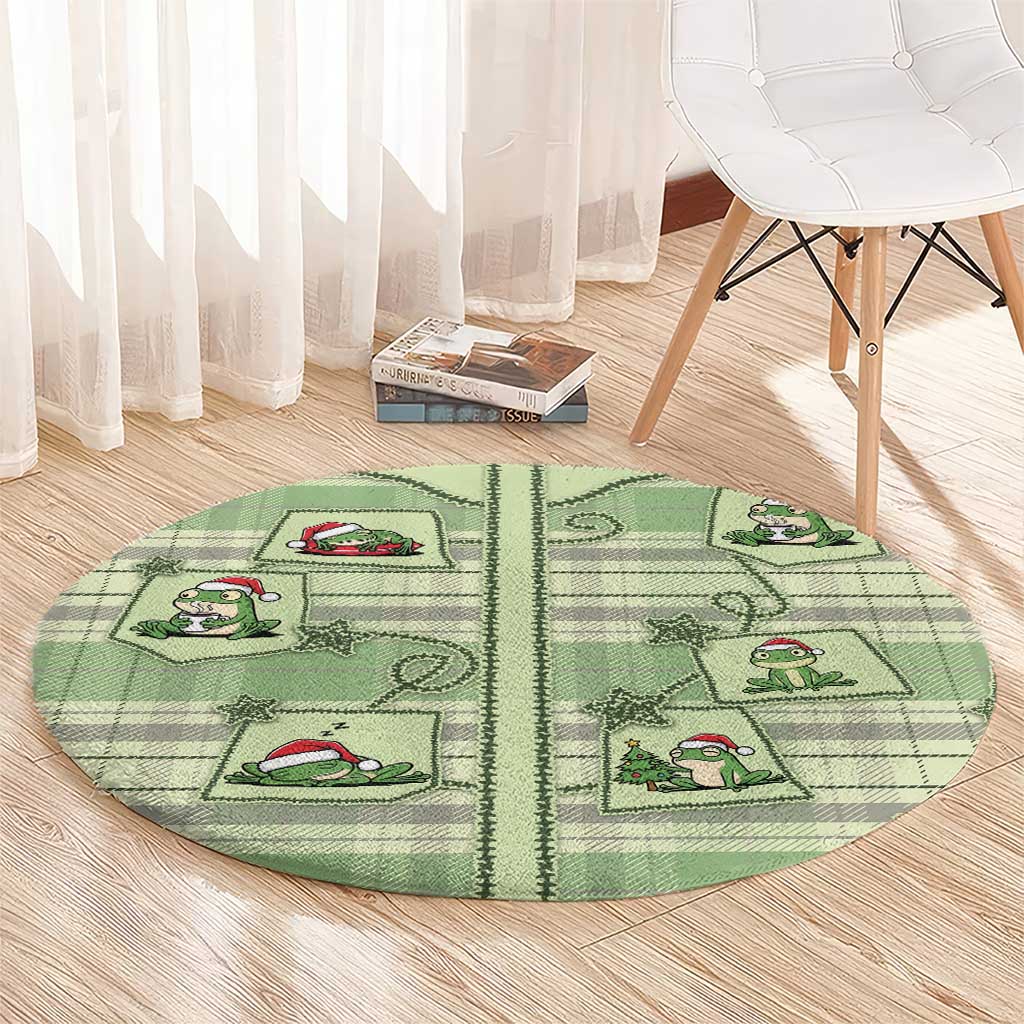 Western Yoke Round Carpet Frog Christmas Cute Style - Wonder Print Shop