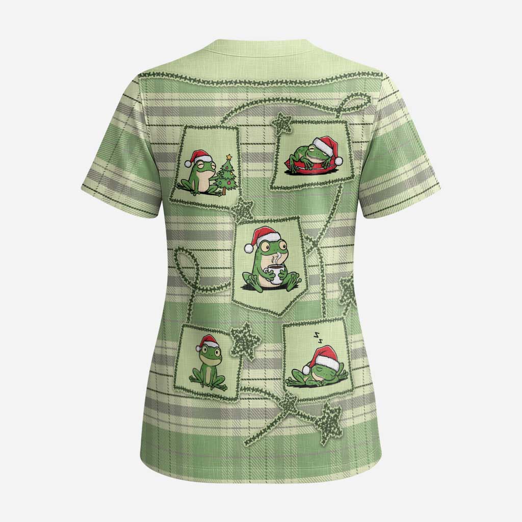 Western Yoke Scrub Top Frog Christmas Cute Style - Wonder Print Shop