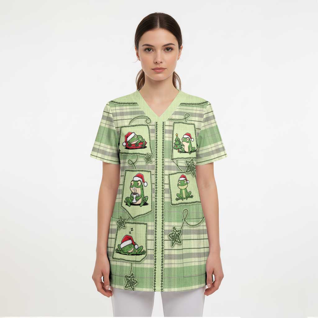 Western Yoke Scrub Top Frog Christmas Cute Style - Wonder Print Shop