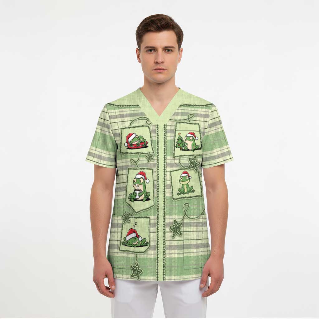 Western Yoke Scrub Top Frog Christmas Cute Style - Wonder Print Shop