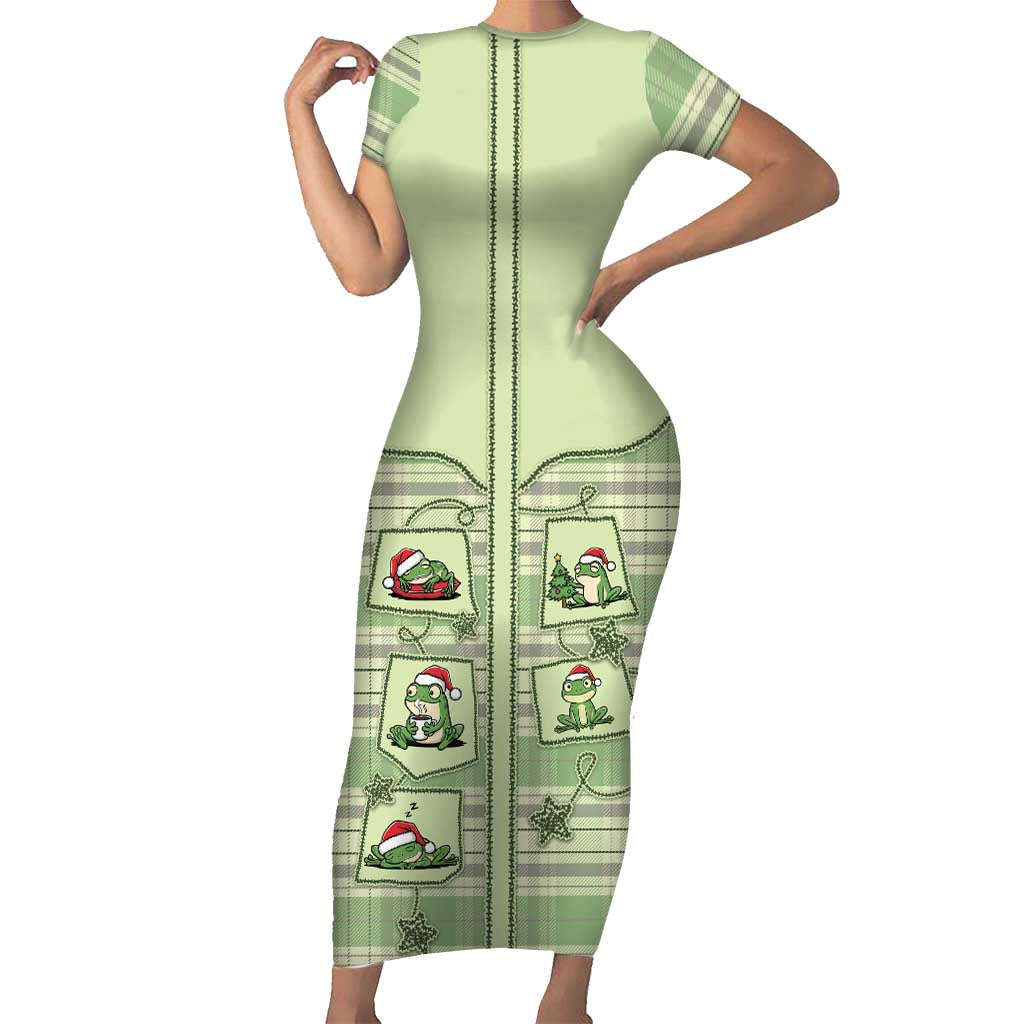 Western Yoke Short Sleeve Bodycon Dress Frog Christmas Cute Style - Wonder Print Shop