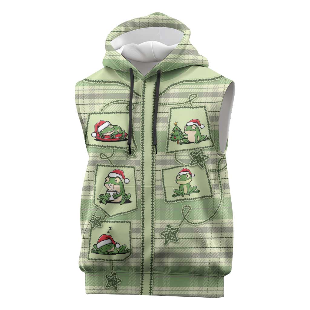 Western Yoke Sleeveless Hoodie Frog Christmas Cute Style - Wonder Print Shop