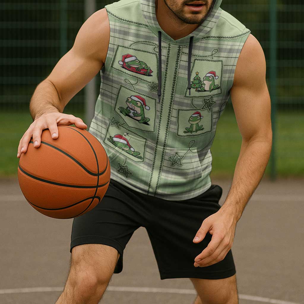 Western Yoke Sleeveless Hoodie Frog Christmas Cute Style - Wonder Print Shop