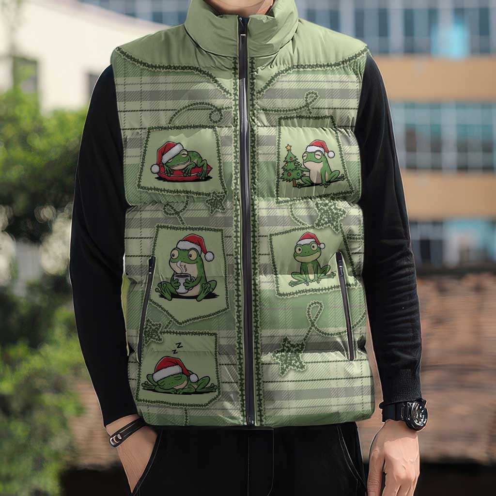 Western Yoke Sleeveless Puffer Jacket Frog Christmas Cute Style - Wonder Print Shop