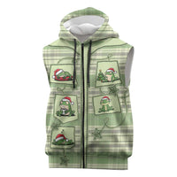 Western Yoke Sleeveless Zip Hoodie Frog Christmas Cute Style - Wonder Print Shop