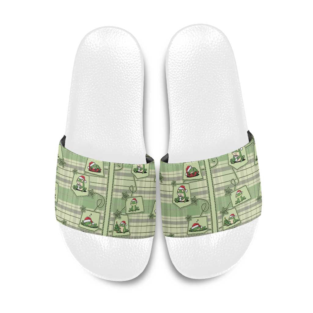 Western Yoke Slide Sandals Frog Christmas Cute Style - Wonder Print Shop