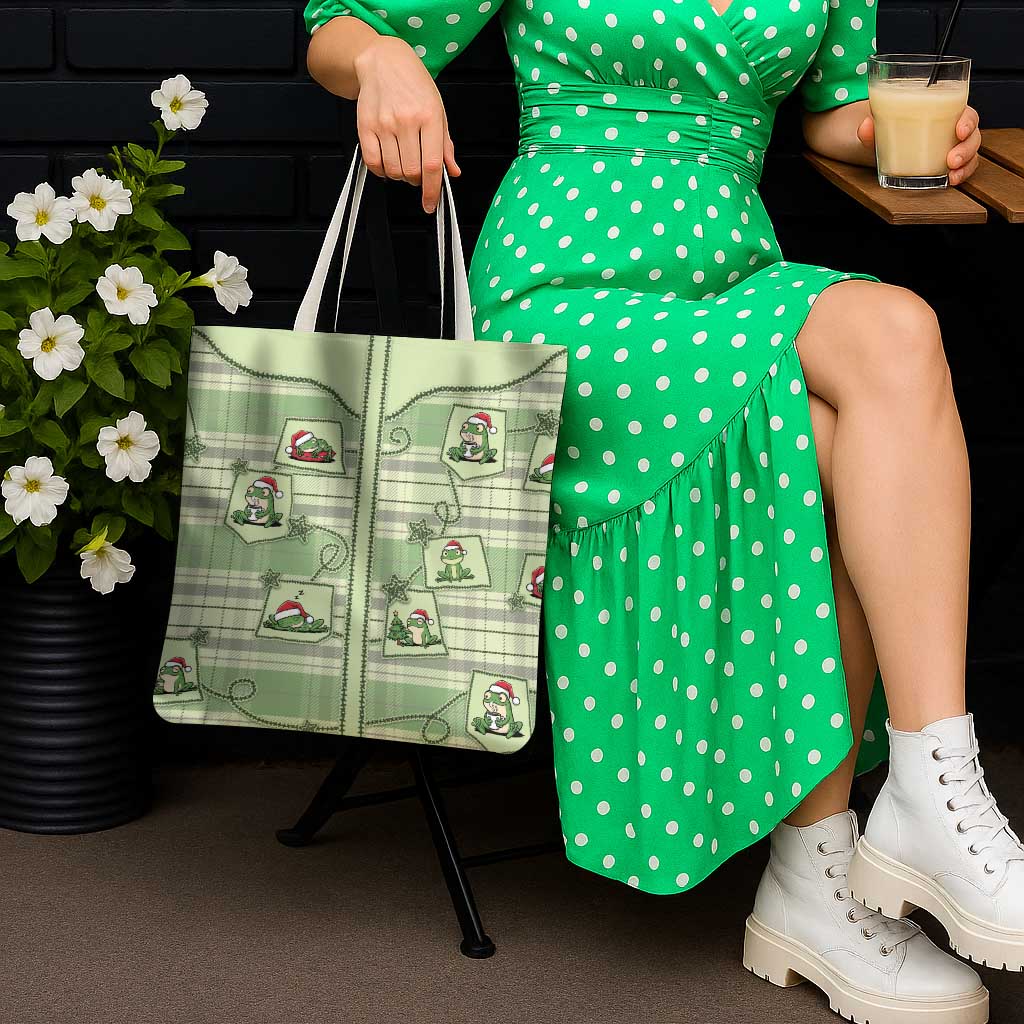 Western Yoke Tote Bag Frog Christmas Cute Style - Wonder Print Shop