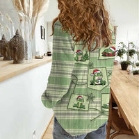 Western Yoke Women Casual Shirt Frog Christmas Cute Style - Wonder Print Shop