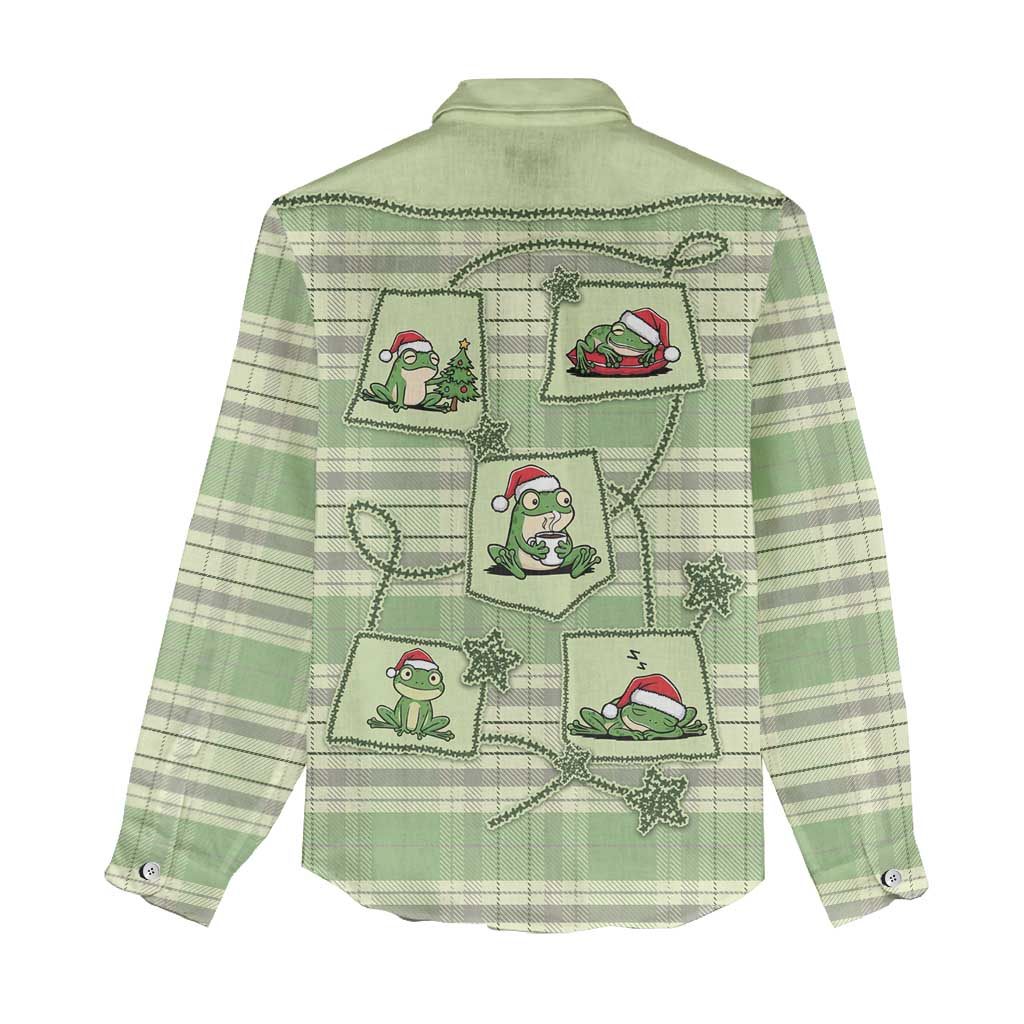 Western Yoke Women Casual Shirt Frog Christmas Cute Style - Wonder Print Shop