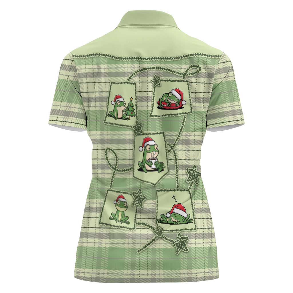 Western Yoke Women Polo Shirt Frog Christmas Cute Style - Wonder Print Shop