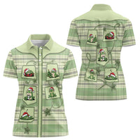 Western Yoke Women Polo Shirt Frog Christmas Cute Style - Wonder Print Shop
