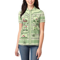 Western Yoke Women Polo Shirt Frog Christmas Cute Style - Wonder Print Shop