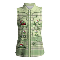 Western Yoke Women Sleeveless Polo Shirt Frog Christmas Cute Style - Wonder Print Shop