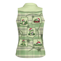 Western Yoke Women Sleeveless Polo Shirt Frog Christmas Cute Style - Wonder Print Shop