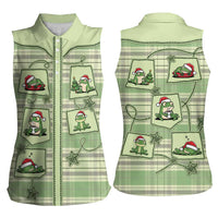 Western Yoke Women Sleeveless Polo Shirt Frog Christmas Cute Style - Wonder Print Shop