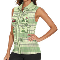 Western Yoke Women Sleeveless Polo Shirt Frog Christmas Cute Style - Wonder Print Shop