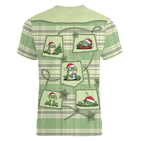 Western Yoke Women V-Neck T-Shirt Frog Christmas Cute Style - Wonder Print Shop