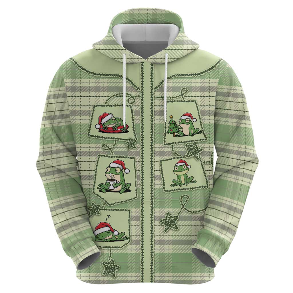 Western Yoke Zip Hoodie Frog Christmas Cute Style - Wonder Print Shop