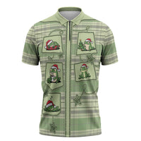 Western Yoke Zipper Polo Shirt Frog Christmas Cute Style - Wonder Print Shop