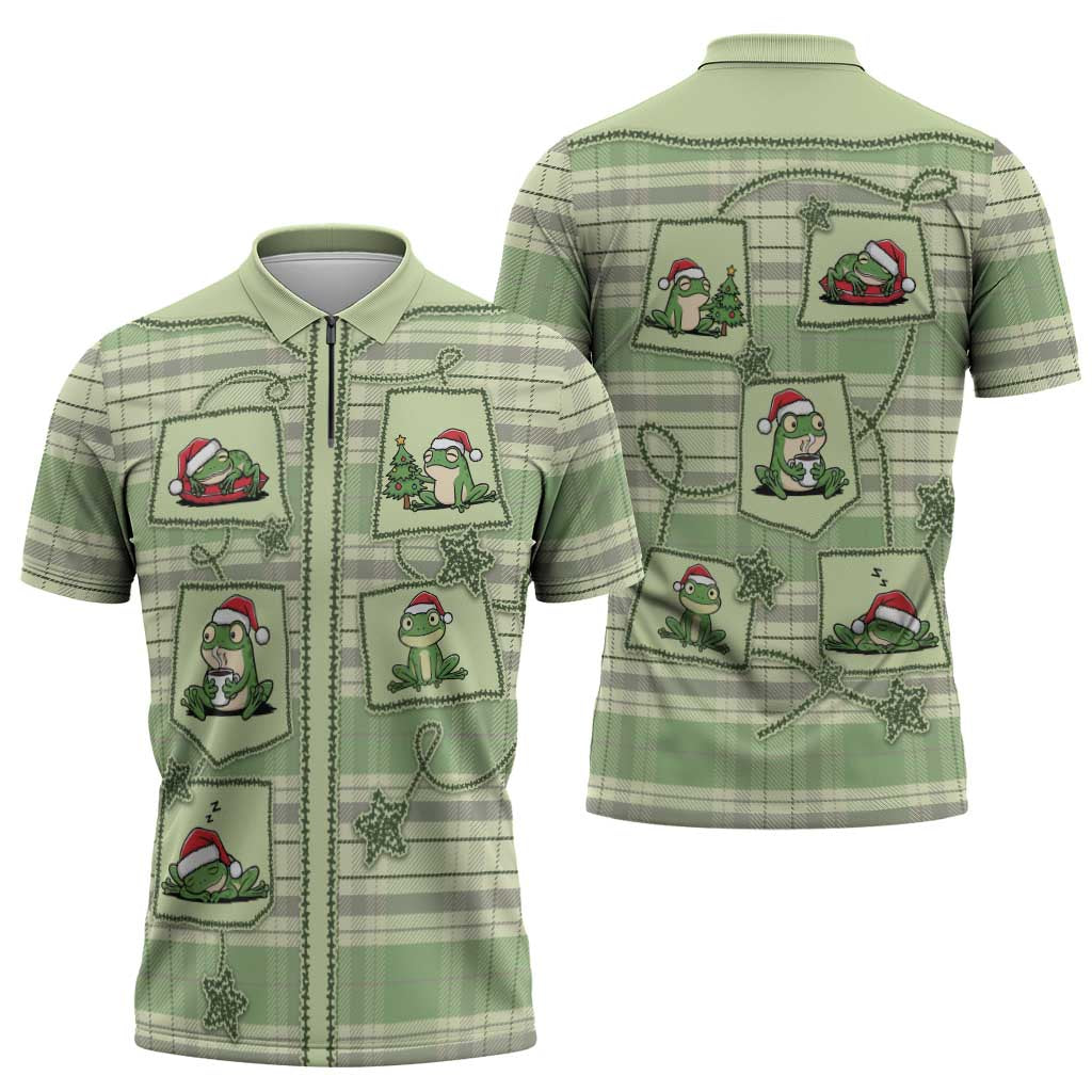 Western Yoke Zipper Polo Shirt Frog Christmas Cute Style - Wonder Print Shop