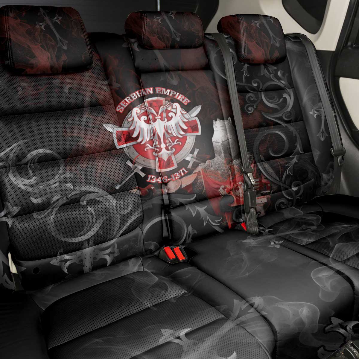Serbian Empire Back Car Seat Cover Knight With Emblem Double Eagle - Wonder Print Shop