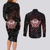 Serbian Empire Couples Matching Long Sleeve Bodycon Dress and Long Sleeve Button Shirt Knight With Emblem Double Eagle - Wonder Print Shop